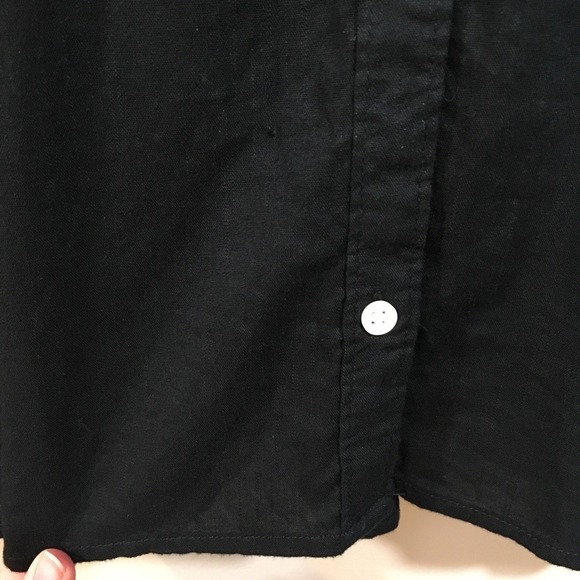 Old Navy Mandarin Collar Button Up Swing Blouse Womens XXL Tall Black Minimalist - Picture 5 of 12